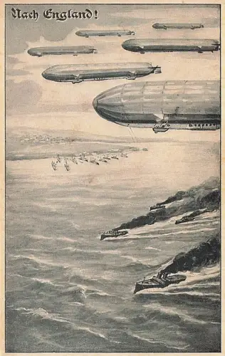 Ansichtskarte / Postkarte Nach England, Zeppeline, Deutsche Kriegsschiffe, Deutscher Luftflotten Verein, I. WK -793618
