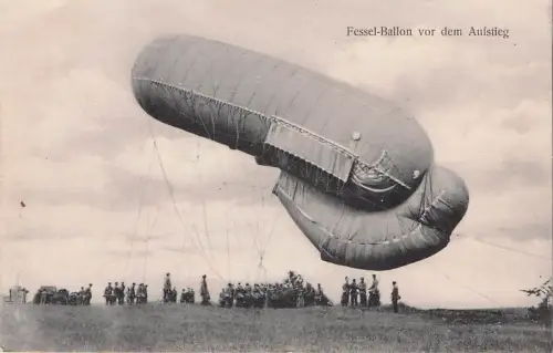 Fesselballon vor dem Aufstieg, Drachenballon, Beobachtungsballon, I. WK -793638