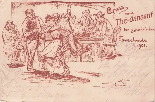 Gruss vom Tendenzen der Schade'schen Tanzstunde vom 3. 2. 1901.“ -793656