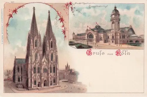 Lithographie Köln, Dom, Hauptbahnhof -793762