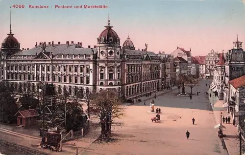 Konstanz, Postamt und Marktstätte bei Dämmerung -793952