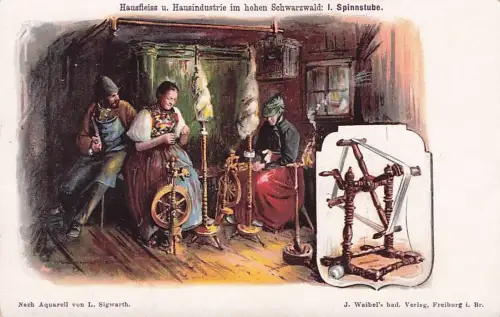 Frauen spinnen am Spinnrad -793972