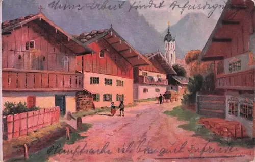 Künstlerpostkarte Oberbayerische Landschaft -793992