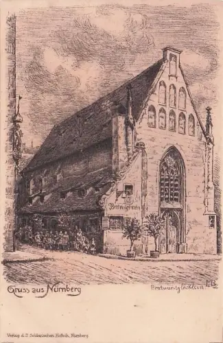 Künstler Ak Nürnberg in Mittelfranken, Bratwurstglöcklein -794182