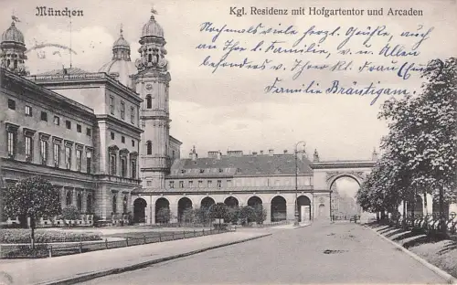 München Kgl. Residenz mit Hofgartentor und Arcaden -794036