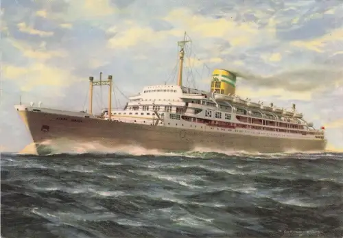 SS Santa Maria @ Sea - Vintage Farbpostkarte - Colonial Navigation Company -794096