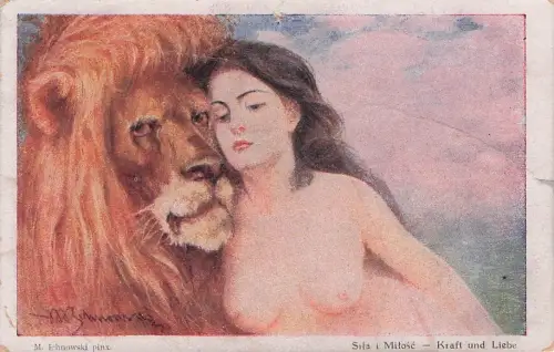 Ichnowski - Kraft und Liebe - Akt mit einem Löwen -794342