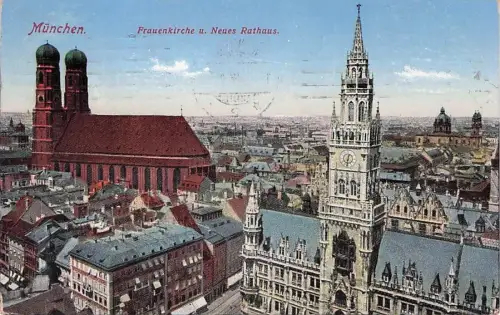 Ak München, Frauenkirche, Neues Rathaus -794308