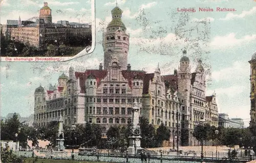 AK Leipzig, Neues Rathaus und ehemalige Pleissenburg -794246