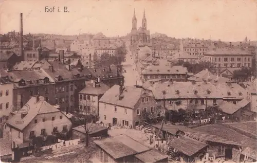 Ansichtskarte Hof_Cham Stadtpanorama mit Blick zur Kirche Hof_Cham -794272