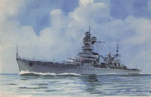 Alte Postkarte Kriegsschiff Kreuzer der 1. Klasse Algerien -794442