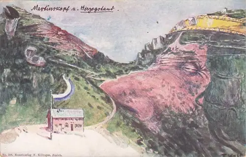 Künstler Fritz Hass: Martinskopf und Herzogstand mit Gesicht, -794144