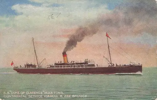 S.S. DUKE OF CLARENCE 1433 TONS, CONTINENTAL SERVICE VIA HULL & ZEE -794432