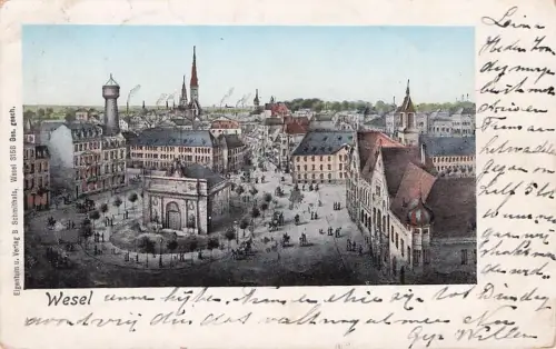 Ak Wesel am Niederrhein, Gesamtansicht, Platz -794554
