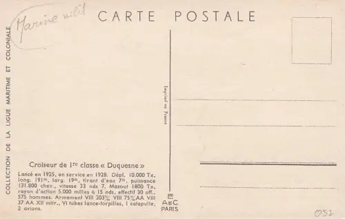 AK Le Croiseur de 1er classe DUQUESNE SHIPS -794430
