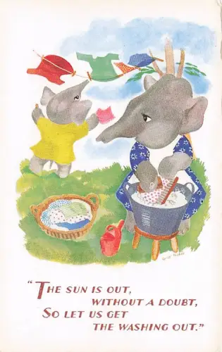 Postkarte 1930er Jahre gekleideter Elefant Anthroporphic Salmon -794666