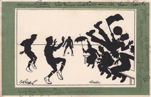 Sport, Fußball, Scherzpostkarte, signiert Beautiful Plough, 1923 -794660