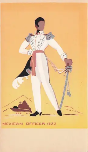 Mexican Officer 1822" Vintage Dubosclard Serigraph Postcard Los Angeles -794614