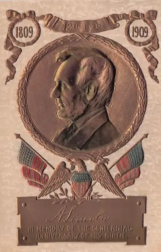 PFB Patriotic ~ 1809 -1909 Pres Lincoln Centennial Of Birth Gold Medal -794602