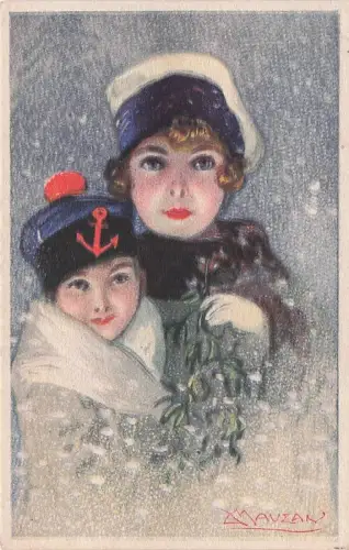Vintage-Winterillustration = Mauzan -794628