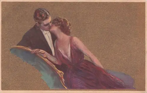 AK Sich küssendes elegantes Paar, Art Deco -794784