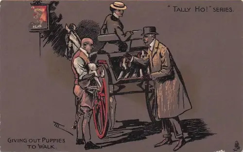Raphael Tuck Impressionist Tally Ho! Serie Puppies to Walk Postkarte -794688