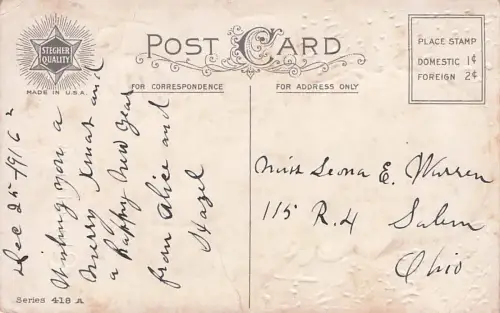 Christmas Children Snow Doll Embossed Vintage Postcard -794804