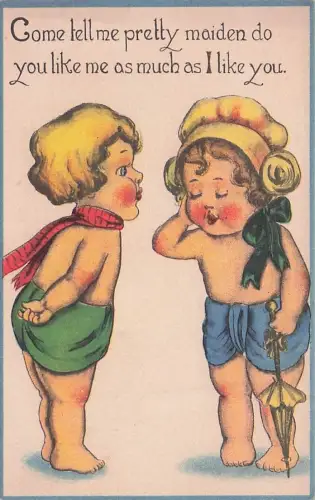 Vintage 1910s Valentine's Day Greetings Postcard "Come Tell Me Pretty Maiden--" -794950