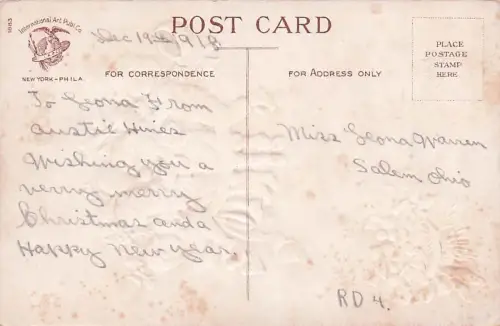 Ellen Clapsaddle Group Of Children Wrapped Large Red Bow And Hats -794798