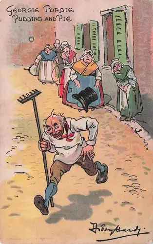 Dudley Hardy Georgie Porgie Nursery Rhyme c1910 Vintage Postcard -794858