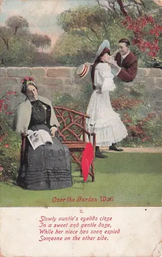 Über die Gartenmauer, Tante, Nichte, Freier, Gedicht, 1907 Valentinstag -794980