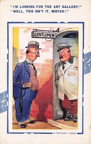 "I'M LOOKING FOR THE ART GALLERY." "WELL, THIS ISN'T IT, MISTER!" -794998