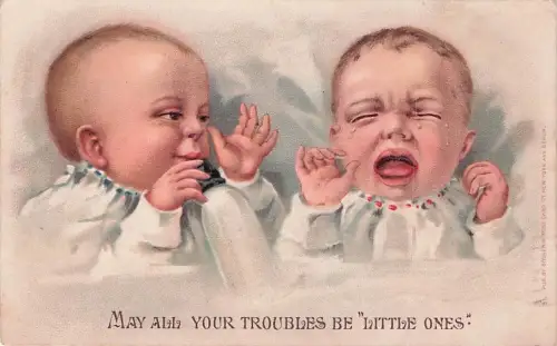 Präge Litho Zwei Babys mit Milchflasche -795118