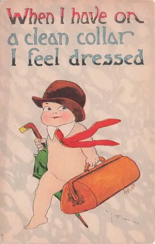 Comic Old PC-Naked Little Boy Feels Dressed When has on a Clean Collar -794952