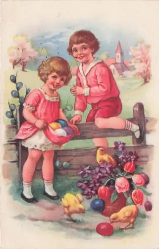 Ansichtskarte / Postka Osrte Glückwunsch Ostern, Kinder, Ostereier, -795340
