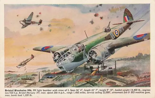 VINTAGE Bristol Blenheim MK. IV Light Bomber Postcard Bomber With Crew Speed -795086