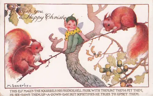 Humphrey Milford Postcard - Woodland Games Artist M Sowerby - Fairies -795444