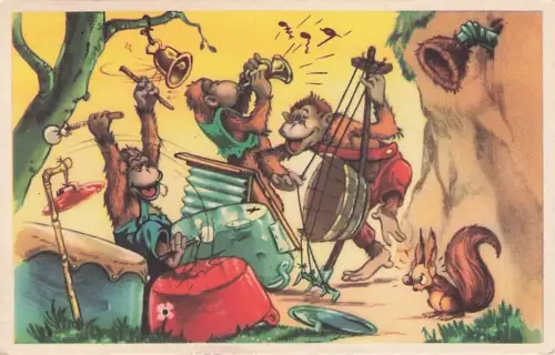Vintage Postcard Monkeys making Music -795454