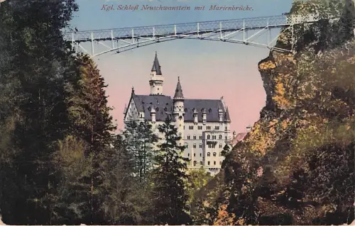 Kgl. Schloß Neuschwanstein mit Marienbrücke. -795474