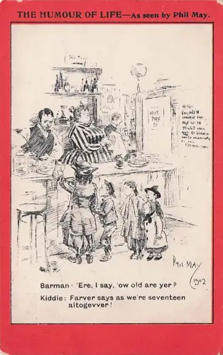 Künstler-AK sign. Phil May: Barman and Kiddie, The Humour of Life -795182