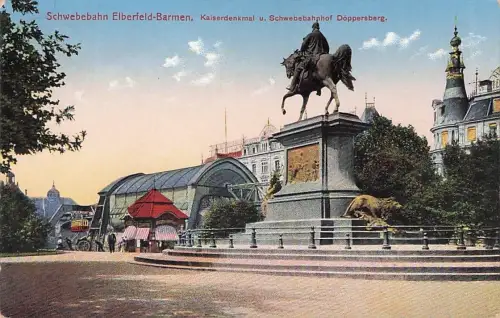 AK Ellberfeld-Barmen, Schwebebahnhof Döppersberg und Kaiserdenkmal -795504