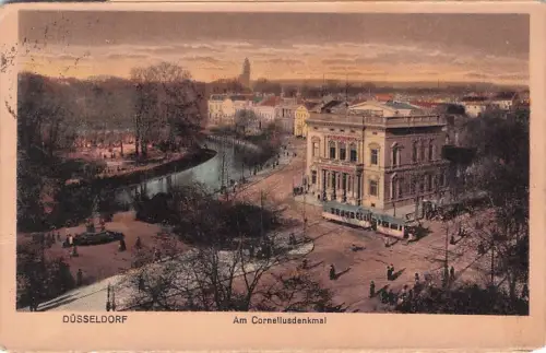 AK Düsseldorf, Am Corneliusdenkmal, Strassenbahn -795500