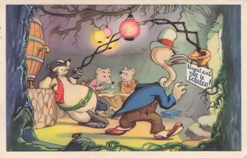 Künstler-AK Comic, Doremias Das, auf dem Abendfest, vermenschlichte -795456