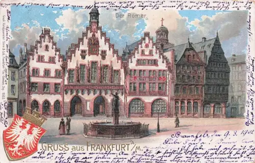 Lithographie Alt-Frankfurt, Blick auf den Römer -795620