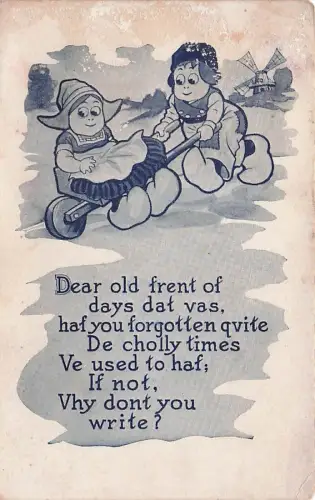 6 Postcard Group Dutch Kids - Letter Writing - Mail Box, Feather Quill, Clock -795426