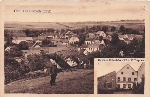 Gruß aus Burbach (Eifel) Gasth. u. Kolonialw.-Hdl. v. V. Trappen -795846