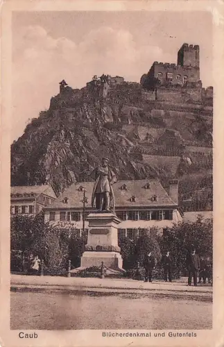 Ak Caub Kaub am Rhein, Blücherdenkmal, Gutenfels -795872
