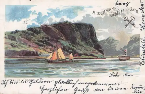 Litho Sankt Goarshausen am Rhein, Loreley-Felsen, Schiffe -796026