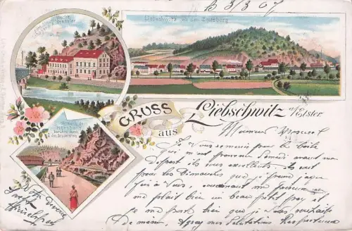 Litho Liebschwitz Gera in Thüringen, Zoitzberg, Gasthaus zum blauen Hecht - Inh. A. Pressler -796036