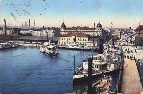 AK Konstanz, Hafen mit Dampfern -795908
